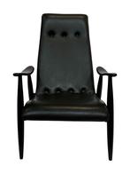 Vintage Fauteuil Jaren 60 Zwart Louis Van Teeffelen Stijl, Huis en Inrichting, Fauteuils, Gebruikt, 50 tot 75 cm, Vintage, Ophalen
