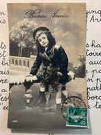 1913 Bonne Année - meisje op een besneeuwd muurtje, Ophalen of Verzenden, Voor 1920, Gelopen, Feest(dag)