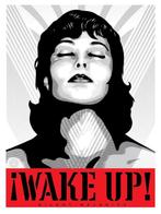 WAKE UP! (WHITE) - Shepard Fairey - Obey Giant - 2017, Antiek en Kunst, Kunst | Litho's en Zeefdrukken, Ophalen of Verzenden