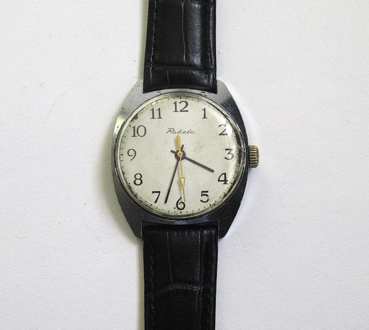Raketa vintage mechanisch heren horloge, USSR van de 80., Sieraden, Tassen en Uiterlijk, Horloges | Antiek, Overige merken, Staal