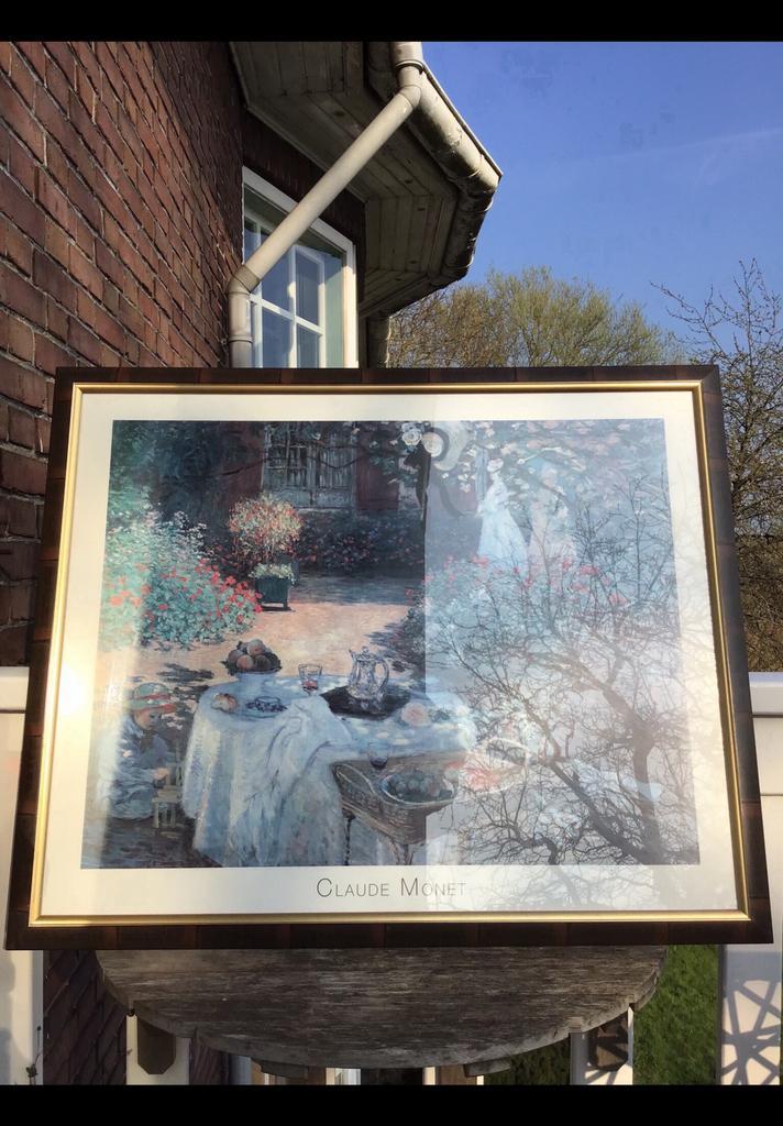 Grote schilderijlijst, Claude Monet ong 78 x 64, bruin +goud, Huis en Inrichting, Woonaccessoires | Lijsten, Gebruikt, 75 cm of meer