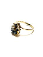 14k gouden ring met saffier en zirkonia, -, -, Ophalen of Verzenden, Zo goed als nieuw