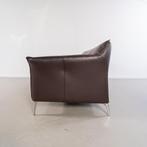1x Leolux Mayon Bank 3-zits/198cm Donkerbruin Leer - Staal, Niet ingevuld, 150 tot 200 cm, Niet ingevuld, Driepersoons