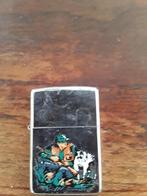 Vintage Zippo aansteker met jachtafbeelding, Verzamelen, Rookartikelen, Aanstekers en Luciferdoosjes, Ophalen of Verzenden, Gebruikt