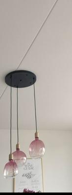 Moderne hanglamp met 3 glazen bollen, Huis en Inrichting, Lampen | Hanglampen, Ophalen, Zo goed als nieuw, Glas, Modern