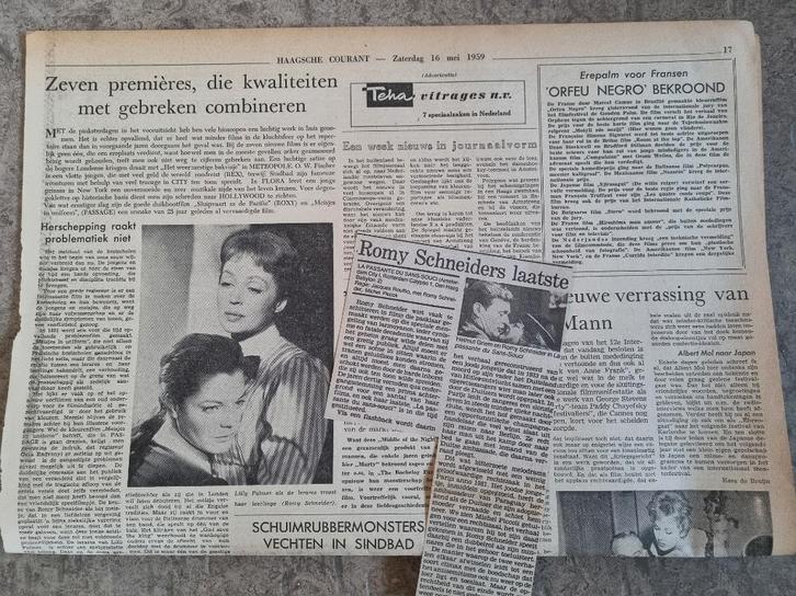Filmrecensies Romy Schneider (1959 en 1982), Verzamelen, Tijdschriften, Kranten en Knipsels, Knipsel(s), 1940 tot 1960, Ophalen of Verzenden