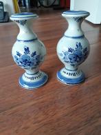 Stel Delfts blauwe lampvoetjes bloemen ca. 14 cm hoog, Ophalen of Verzenden