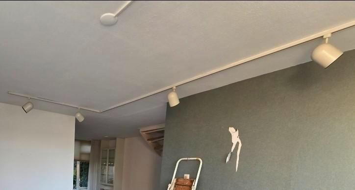 Hoffmeister 6 vintage spots met railsysteem, Huis en Inrichting, Lampen | Spots, Gebruikt, Ophalen