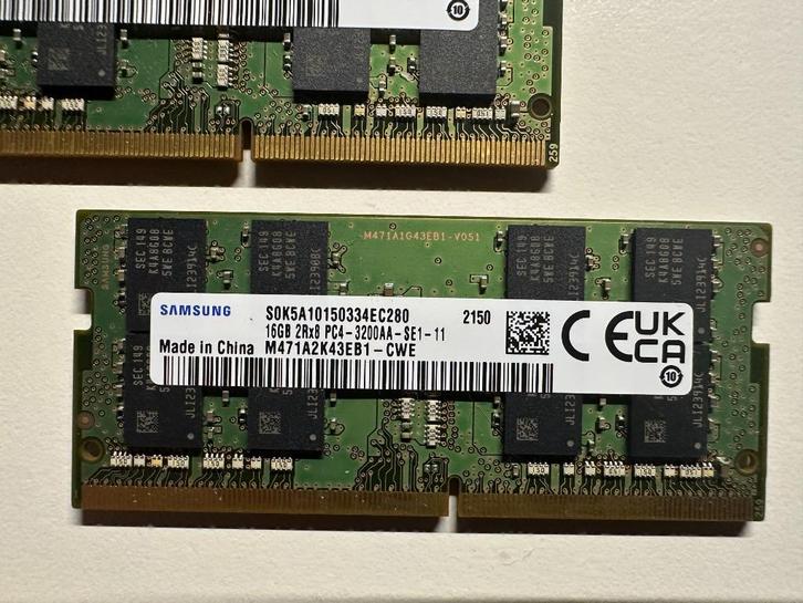 Samsung DDR4 16GB 3200mhz SODIMM, Computers en Software, RAM geheugen, Zo goed als nieuw, Laptop, 16 GB, DDR4, Ophalen of Verzenden