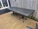 Houten tuintafel met metalen onderstel, Tuin en Terras, Ophalen of Verzenden, Gebruikt, Rechthoekig, Hout