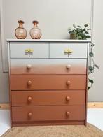 Ladekast hoog commode gepimpt terracotta kleir met taupe, 3 of 4 laden, Minder dan 100 cm, 25 tot 50 cm, 50 tot 100 cm