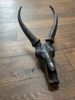 Antilope schedel beeld, Ophalen of Verzenden, Gebruikt, Metaal, Dierenbeeld