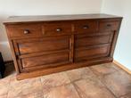 Teakhouten dressoir met schuifdeuren en lades, Huis en Inrichting, Kasten | Buffetkasten, Ophalen, Gebruikt, Met deur(en), 150 tot 200 cm