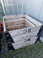 GROTE HOUTEN KRAT OP PALLET MET OPBOUWRANDEN, Doe-het-zelf en Verbouw, Kratten en Dozen, Ophalen, 100 cm of meer, Minder dan 35 cm