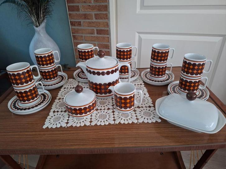 Retro Vintage  theeservies, Huis en Inrichting, Keuken | Servies, Gebruikt, Kop(pen) en/of Schotel(s), Overige stijlen, Porselein