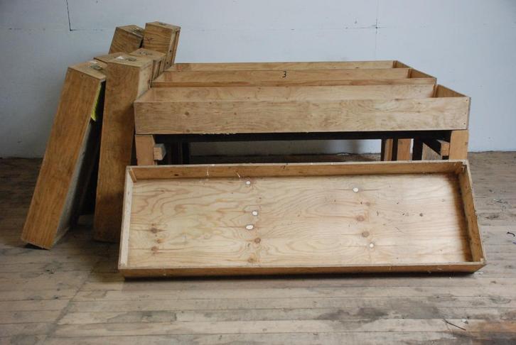 gratis af te halen 10 houten plywood kisten bakken, Doe-het-zelf en Verbouw, Kratten en Dozen, Gebruikt, Bak of Kist, 100 cm of meer