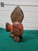 -	Beeld Houten vis staand, Ophalen of Verzenden