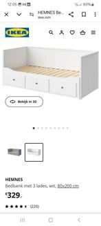 Bed  Hemnes Ikea, Gebruikt, Ophalen of Verzenden, Eenpersoons, Wit