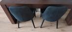 4 stoelen stof antraciet met houten poten, Huis en Inrichting, Stoelen, Ophalen, Hout, Gebruikt, Zwart