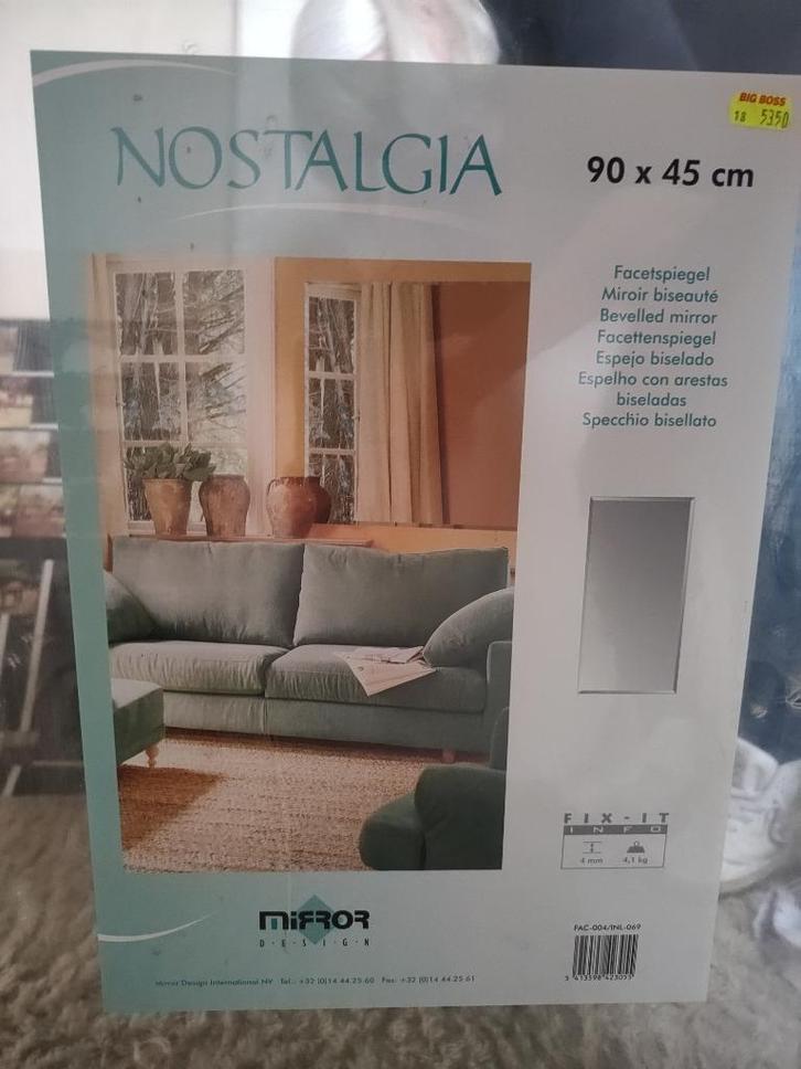 Nieuwe Facet geslepen spiegel 90 x 45 cm. Nog ingepakt, Huis en Inrichting, Woonaccessoires | Spiegels, Nieuw, Minder dan 50 cm