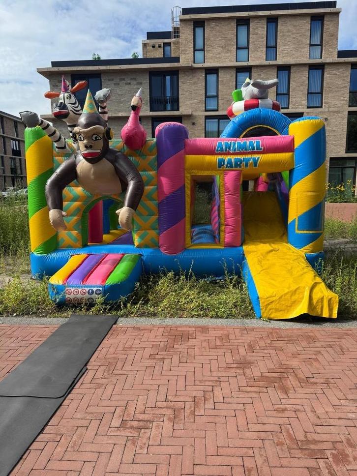 Safari jungle dino springkussen huren kinderfeestje met dino, Hobby en Vrije tijd, Feestartikelen | Verhuur, Zo goed als nieuw