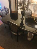 Zwarte meubelset eettafel en 4 stoelen, Antiek en Kunst, Antiek | Meubels | Tafels, Ophalen