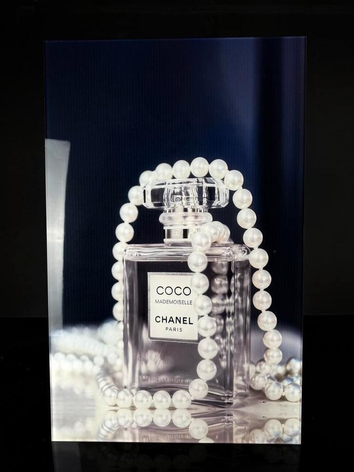 Unieke parel Coco Chanel plexiglas schilderij, Antiek en Kunst, Kunst | Schilderijen | Modern, Ophalen of Verzenden