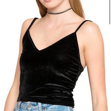 Brandy Melville zwarte velour top - One size beschikbaar voor biedingen
