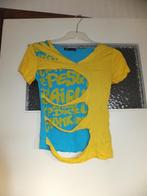 Stoere ripped top graffity met uitgesneden stukken apart! 36, Verzenden, Geel, Moving, Korte mouw