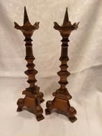 Set van 2 antieke kandelaars hoogte 27 cm,, Ophalen of Verzenden, Koper of Brons