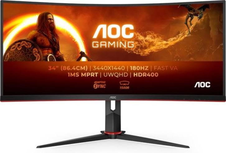 Gaming Monitor AOG ASUS, Computers en Software, Monitoren, Zo goed als nieuw, 151 t/m 200 Hz, HDMI, VGA, Gaming, Curved, VA, Quad HD (2K)