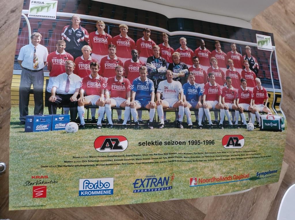 AZ Selectie Seizoen 1995-1996 Poster, Verzamelen, Ophalen of Verzenden, Gebruikt, AZ, Poster, Plaatje of Sticker