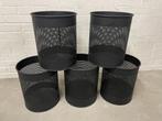 Zes stalen prullenbakken Metaline - mat zwart, Ophalen, Gebruikt, Metaal, Minder dan 50 cm