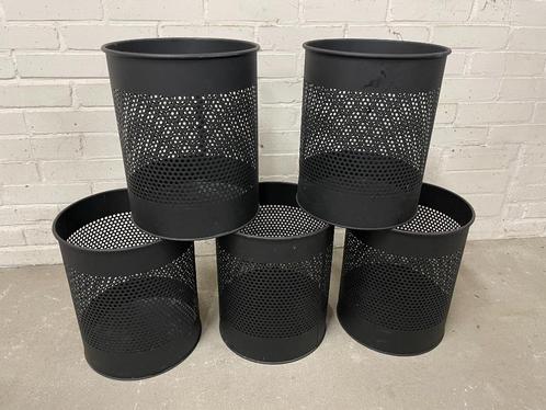 Zes stalen prullenbakken Metaline - mat zwart, Huis en Inrichting, Woonaccessoires | Prullenbakken, Gebruikt, Metaal, Minder dan 50 cm