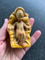 Oude gipsen kribbe met kindje Jezus uit kerststal gave staat, Ophalen of Verzenden, Zo goed als nieuw