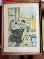 Vintage retro A. Kermer Print in Lijst, Antiek en Kunst, Ophalen of Verzenden