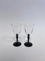 SET VAN 2 VINTAGE GLAZEN, ZWARTE VOET | LUMINARC FRANCE, Verzamelen, Glas en Borrelglaasjes, -, -, Overige typen, Ophalen of Verzenden