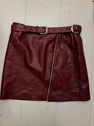 Wijnrood vintage stoer leerlook rock rokje 40/42 beschikbaar voor biedingen