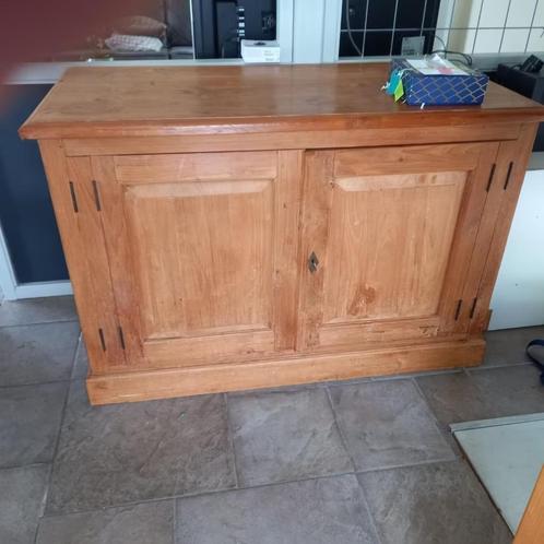 Teakhouten kast met bureaublad en lades – massief teak, Huis en Inrichting, Kasten | Buffetkasten, Zo goed als nieuw, Minder dan 100 cm
