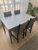 Grijze Eettafel met 4 Stoelen, Huis en Inrichting, Tafels | Eettafels, Ophalen, Gebruikt, 100 tot 150 cm, 50 tot 100 cm