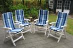 4 Tuinstoelen met kussens, Tuin en Terras, Ophalen, Gebruikt, Kunststof, Verstelbaar