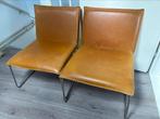 Mooie leren stoelen, Huis en Inrichting, Ophalen, Gebruikt, Twee, Bruin