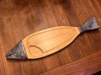 Vintage Serveerplank / Decoratie Vis Hout en Tin, Ophalen of Verzenden