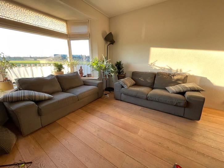 IKEA Kivik bank - 2x tweezits - grijs/groen, Huis en Inrichting, Banken | Bankstellen, Gebruikt, Rechte bank, Tweepersoons, 75 tot 100 cm