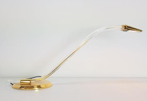 Vintage messing plexiglas Grupo MCI bureaulamp '70 Regency, Huis en Inrichting, Lampen | Tafellampen, Gebruikt, Minder dan 50 cm