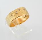 Brede 14 Karaat Gouden Ring Damesring 9 Diamanten, Verzenden, Nieuw, Met edelsteen, Dame
