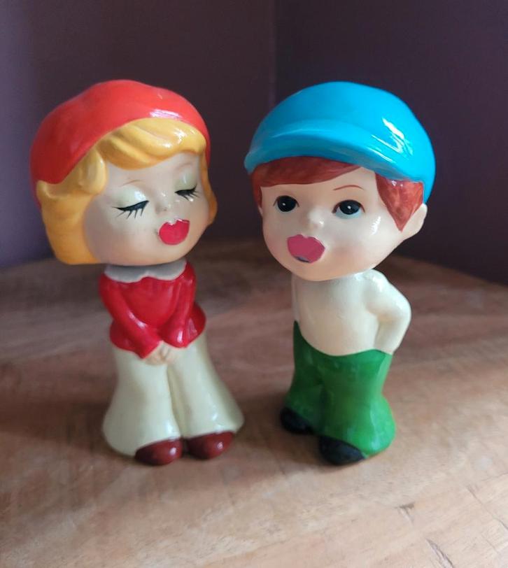Vintage Kissing dols / bobble heads  / aardewerk jr.60, Verzamelen, Poppetjes en Figuurtjes, Zo goed als nieuw, Ophalen of Verzenden