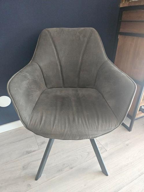 6 eetkamerstoelen/kuipstoelen grijs (Leen Bakker) model Bas, Huis en Inrichting, Stoelen, Zo goed als nieuw, Vijf, Zes of meer stoelen