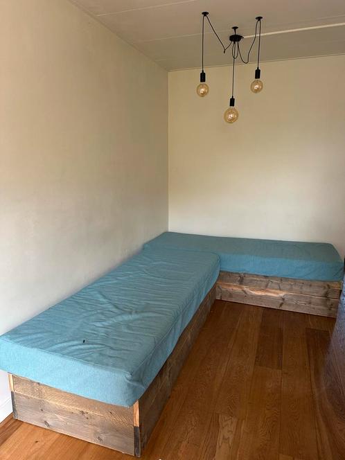 Gratis Steigerhouten Bank met Opbergruimte, Huis en Inrichting, Slaapkamer | Bedden, Zo goed als nieuw, Eenpersoons, 80 cm, 200 cm