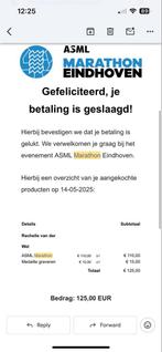 Startbewijs hela marathon Eindhoven, Tickets en Kaartjes, Eén persoon